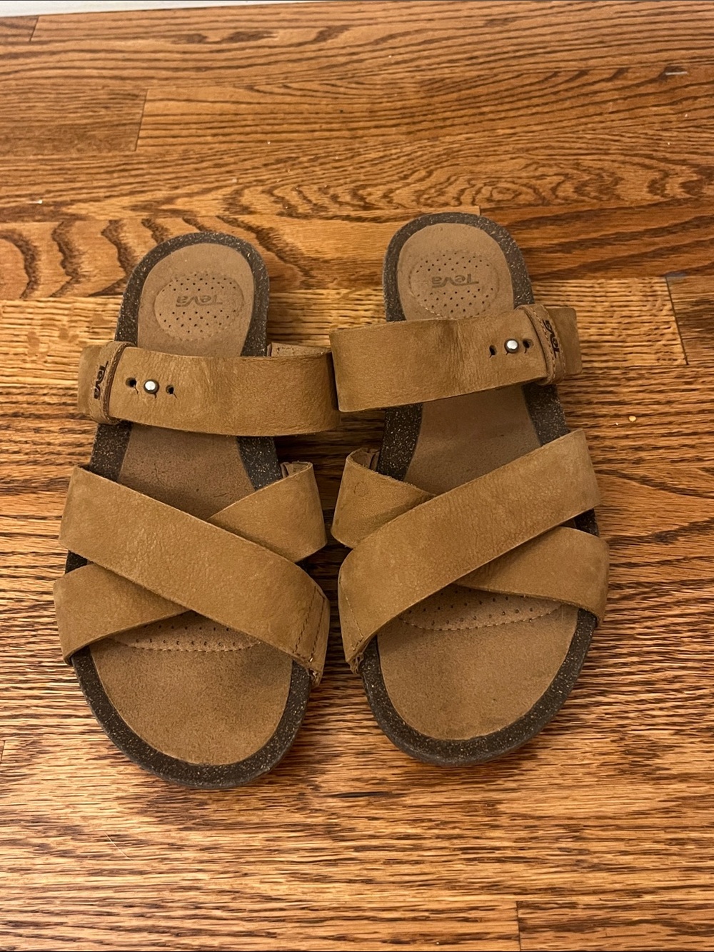 Teva Women's Tan Crisscross Slide Sandals Size 10